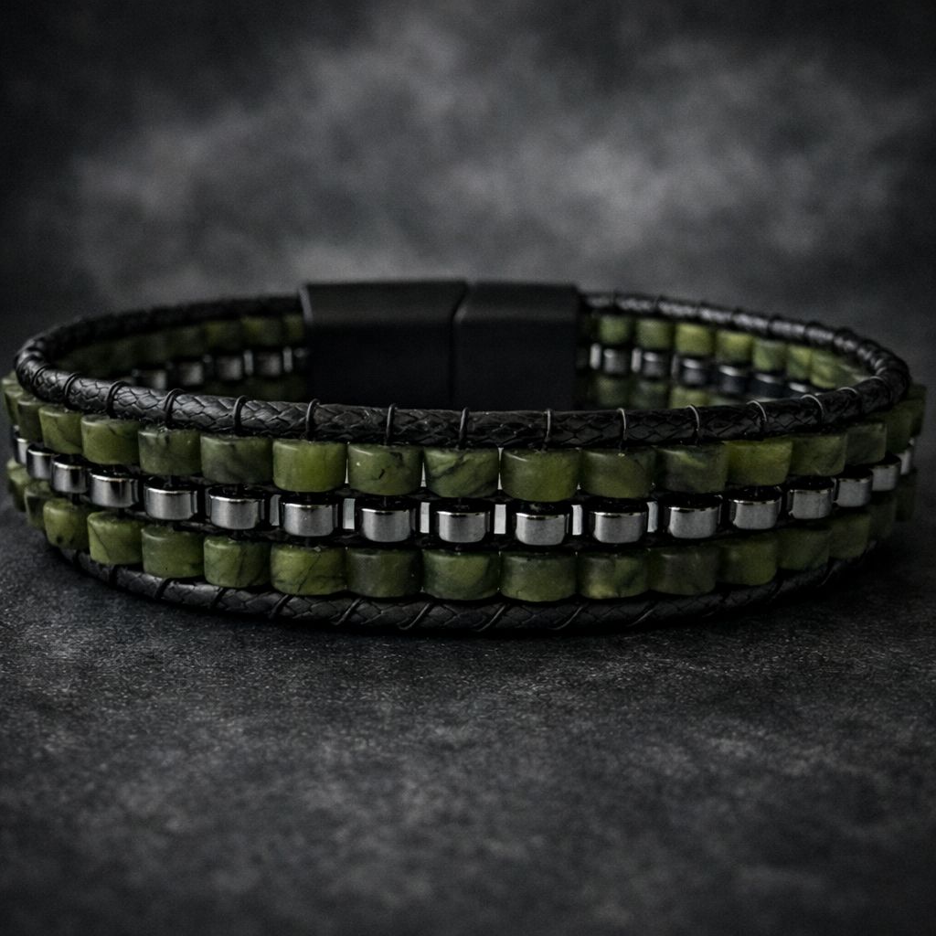 Yeşim Doğal Taş Bileklik – El Yapımı Erkek Bilekliği | Doğal & Şık Tasarım